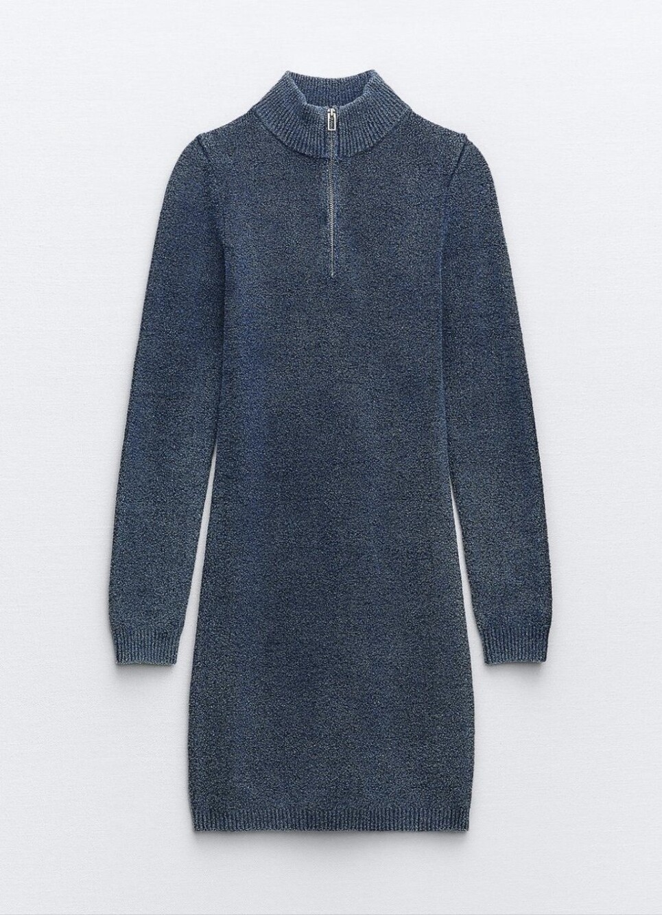 ZARA Acid Wash Knit Mini Dress In Denim Blue - Picture 2 of 12
